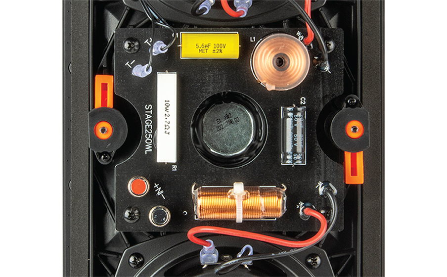 Stage 250WL Premium air-core inductors and mylar cap capacitor crossover network components ensure that sound remains dynamic at all listening levels. - Image